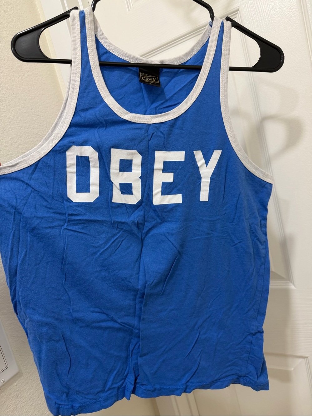 Obey Blue Tank Top with White Lettering